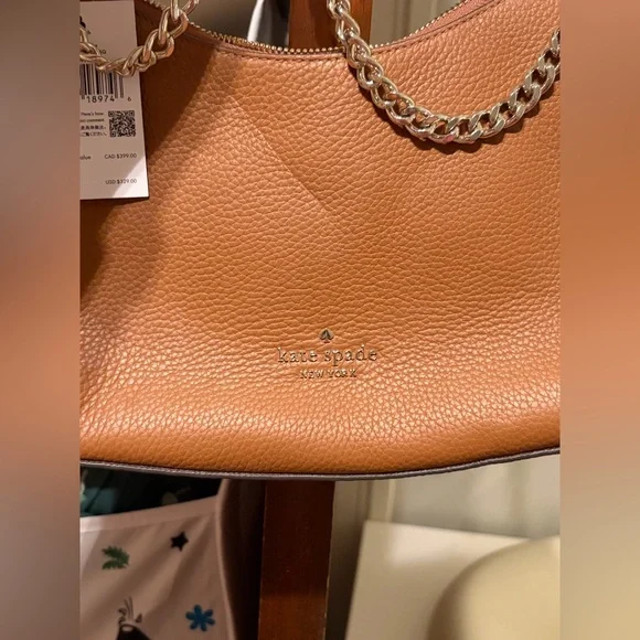 NWT Kate Spade Brown Leather Chain Crossbody Bag - Picture 2 of 5